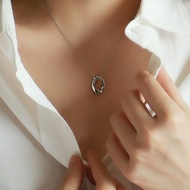 Gold 916 Original Oval pendant geometric necklace female niche design temperament simple stacking necklace new trend