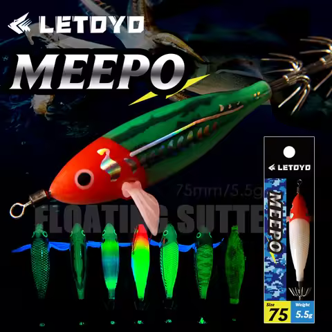 LETOYO MEEPO 75mm/5.5g Luminous Horizontal squid Jig cuttlefish fishing lure Webfoot octopus egi lur