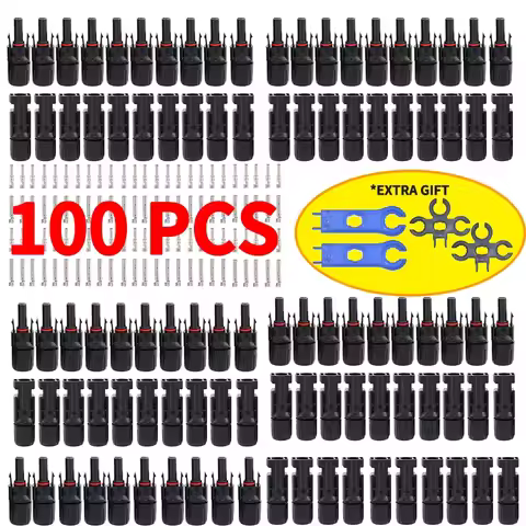 Free Shipping 400/200/100/10 Pcs Solar Connector PV Plug 1000V DC 30A Connectors Kit for Photovoltai