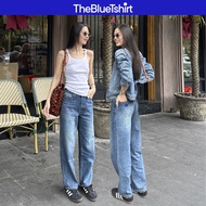 TheBlueTshirt - Quần jeans ống suông cạp cao nữ - Girl Jeans Blue City - Women