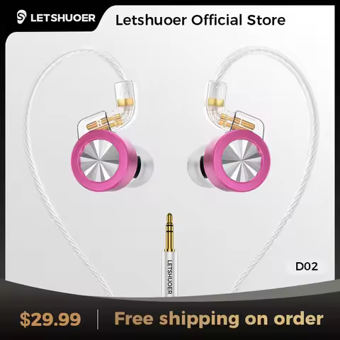 Newest LETSHUOER D02 In-Ear Earphone 11mm Dynamic Driver Monitor Earphones Replaceable Cables Gaming