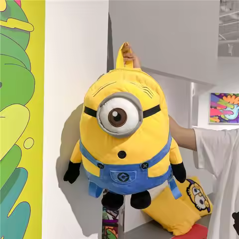 Minions movie anime merchandise cartoon cute plush dolls figurines student storage schoolbag kawaii 