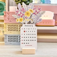 4"x 8"2024 Bloomy Flowers Desk Calendar, Creative Flower Small Desk Calendar, 2024 Flower Desk Calendar Planner, Monthly Desk Planner