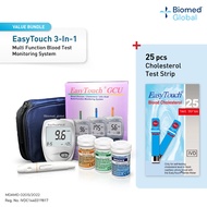 EasyTouch GCU Cholesterol, Glucose, Uric Acid Test Meter Set, Bundle with 25’s Cholesterol Strips (P