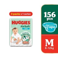 HUGGIES AirSoft Tape Diapers M 52s (3 Packs)