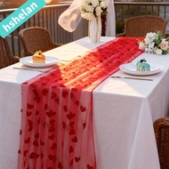 HSHELANXB Heart Gauze Table Runner, 2x1.5m Home Decoration Valentine's Day Tablecloth, High Quality 