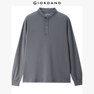 GIORDANO Men Polo Shirts 100% Cotton Thin Collar Polo Shirts Long Sleeve Simple Fashion Casual Essen