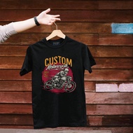VINTAGE FACTORY เสื้อยืด Cotton100% CUSTOM MOTORCYCLE - เทคนิคซิลค์สกรีน สีจมลงเนื้อผ้า