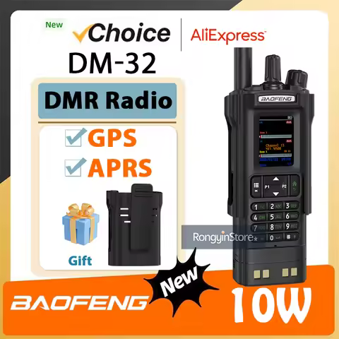 DM-32 DMR Radio 10W Digital Walkie Talkie With Belt Hoster GPS APRS Dual Mode Analog AES256 IP45 Eme
