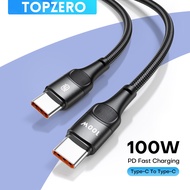 TOPZERO สายชาร์จ USB Type C 60W 100W USB-C PD สายชาร์จเร็วสำหรับ MacBook Pad Pro S20 Samsung Huawei P30 P40 Pro Xiaomi Redmi USB สายดาต้าที่ชาร์จแบบเร็ว