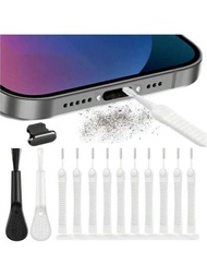 13入組手機喇叭除塵除蟎清潔工具套裝，適用於iPhone 15 14 13 12 11 Pro Max 以及 13 In 1耳機充電口防塵清潔刷套裝，女性禮物