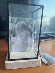玻璃相架連USB燈飾防塵展示玻璃罩