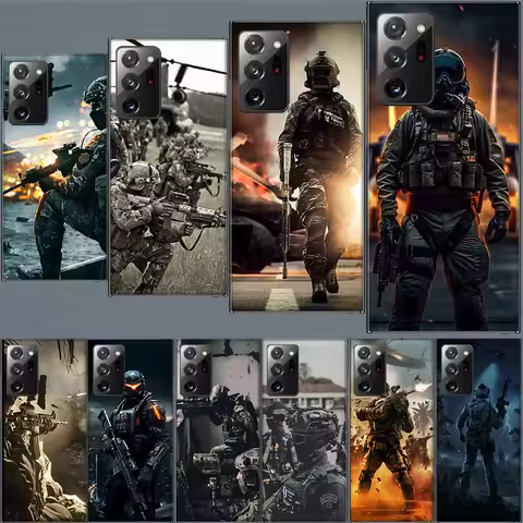 Power Army Soldier Case for Samsung A05S A55 A35 A25 A15 A16 A26 A36 A56 Galaxy Note 20 10 Lite 9 8 