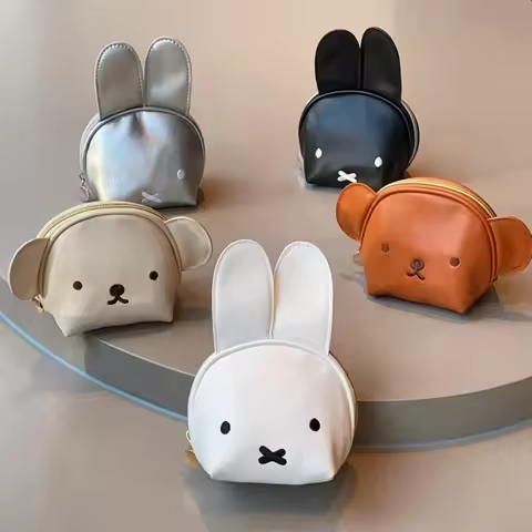 Cartoon Miffy Mini Embroidery Face Cosmetic Bag Kawaii Boris Bear Zipper Pouch Portable Coin Purse A