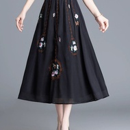 New Chinese Style Heavy Industry Embroidered Skirt Women Ethnic Style Skirt 2025 Summer New Style Tu