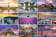 Postcard Set France: 9 Individual Cards - Motifs: Paris (Eiffel Tower) Marseille St. Tropez Provence