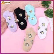 5 Pairs Daisy Flower Printed Teens Socks 100% Pure Cotton Material Fit For 10 to 16Years Old Women