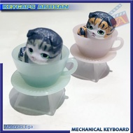 Keycaps Artisan Backlit Kucing Dalam Cangkir