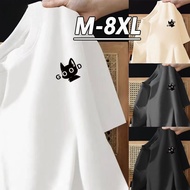[M-8XL] Cat Short Sleeve T-Shirt for Men Loose Fashion Tee Shirt Men's Top