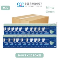 MEDICOS Regular Fit Size M/L 175 HydroCharge 4ply Surgical Face Mask  Minty Green (50's x 20 Boxes) - 1 Carton