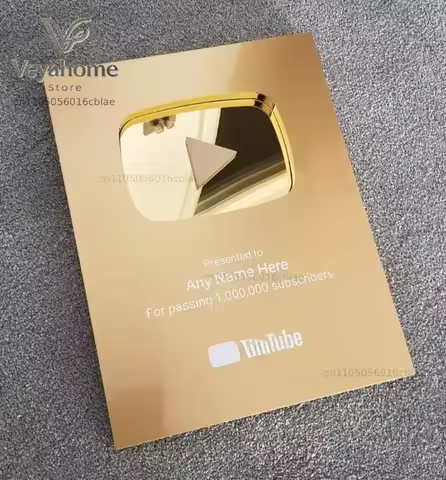 100K For YouTube Play Button Award Aluminum Award Plaques Custom Gold For YouTube Creator Awards 202