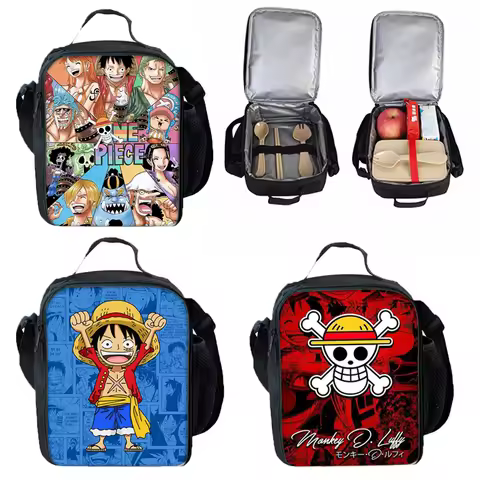 One Piece Insulated Lunch Bag Luffy Bento Pack Anime Cartoon Thermal Food Bag Meal Pack Student Wate