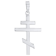 Jewelry America 14K White Gold Plain Russian Orthodox Cross Pendant