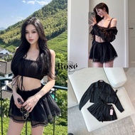 R104 Rose Brand Set 3 pcs Long-Sleeved Shirt + Strapless Bra + Shorts [2PM]