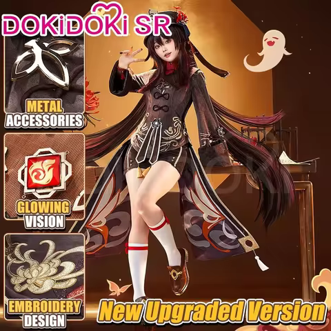 【Ready for Ship】Hutao Cosplay Game Genshin Impact【S-2XL】DokiDoki-SR HuTao Metal Accessories Hallowee