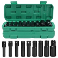 Universal Deep Socket Wrench Head Set – 10 Piece Complete Kit Cover 8-24mm Size Range for Wide Appli