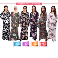 Baju Mengandung Raya Set Maternity & Nursing Floral Blouse Baju Kain Mengandung Menyusu Muslimah Len