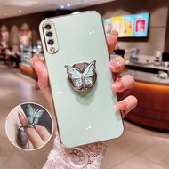 YBD Butterfly Ring Holder Phone Case Samsung Galaxy A50 A50S A30S A70 A70S Rotating Belt Drill Silicone Soft Shell Anti Drop