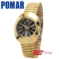 Pomar นาฬิกาข้อมือผู้ชาย Automatic สายสแตนเลส รุ่น PM8133GG04 (สีทอง / หน้าปัดดำ พลอย 34 เม็ด)
