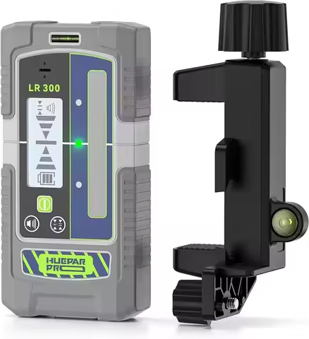 Huepar LR300 Laser Level Receiver Detector Suitable for Red and Green Line With Dual Bubble Level&Pr