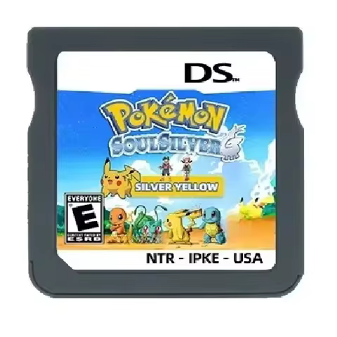 NDS Video Game Card,Pokémon Silver and Yellow Game Cartridge, US Version English