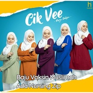 Cik vee Baju Muslimah Cotton Mesra Vaksin Labuh | A cutting | Berpoket | Long Sleeve HAZEL TD