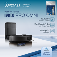 [BEST VALUE] ECOVACS DEEBOT N30 Pro Omni Robot Vacuum | 10000PA | ZeroTangle™ Pet Hair 2.0 | 60°C Ho