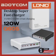 LDNIO Q605 PD 120W Super Fast Charger 3 USB-C + 3 USB-A Ports Adapter Support Laptop Tablet Charge multi-ports Desktop Charger FOR Samsung, Huawei, Honor, OPPO, VIVO, OnePlus, Sony, Xiaomi, Lenovo, Asus, Realme, i Phone