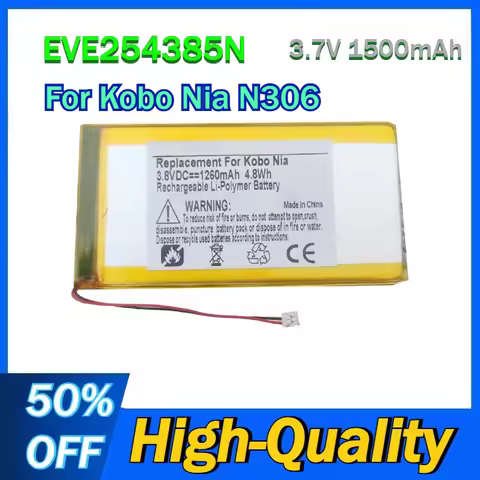 EVE254385N 3.7V 1500mAh Li-Polymer Battery for Kobo Nia N306 E-book Reader Batteries