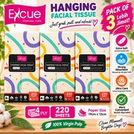 Excue Hanging Facial Tissue 220 sheets (4 ply) Pack of 3