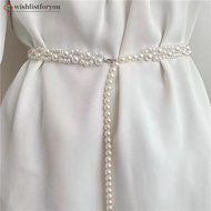 Wishlistforyou 118cm Elegant Pearl Waist Chain Retro Waist Belt Wedding Dress Body Jewelry Garment C