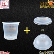 EC 6oz PP Round Container Dome Flat Lid [ 100sets± ] E180T Disposable Plastic Food Box 6 oz E 180 ml