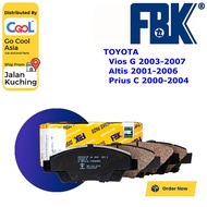 FBK Altis ZZE121, Vios NCP42, Prius Rear Disc Brake Pad ZZE122  FD2176MS