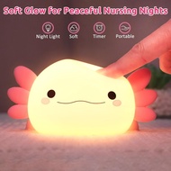Axolotl Gifts, Cute Axolotl Night Light, Cute Axololtl Lamp Squishy Silicone Nursery Night Light Rec