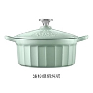XY12  【Spot Delivery in Seconds】Buydeem22CM4Color Enamel Pot Soup Stew Pot Induction Cooker Enamel Stew Thermal Casserol