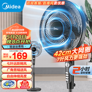美的（Midea）风扇 电风扇落地扇家用风扇 7叶大风量电扇宿舍轻音低噪台式办公桌循环风扇两用遥控节能台扇 【风速309m/min|机械按键】SAF35MA