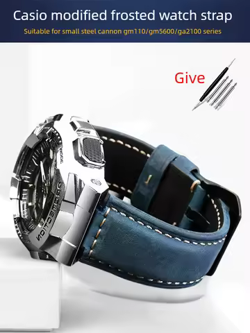 Watch Strap Leather Is Suitable for Casio G-SHOCK Small Steel Cannon GM110 GM5600 GA2100 Modified Ma