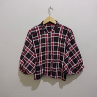 Kemeja Batwing flanel Kemeja Kekinian Oversize