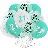 15 Pcs Tiffany Blue Glitter 21th Birthday Balloon Set – for 16 18 21 30 Birthday Party,Coming-of-age