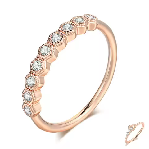 Simple Geometric Dainty Ring For Women Female Zircon Rose Gold Color Daily Gift Fashion Jewelry R919
